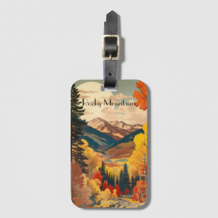 Etiqueta Para Maletas Texto personalizado de otoño vintage Montañas Roco