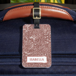Etiqueta Para Maletas Textura de brillo de oro rosa falso y texto person