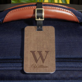 Etiqueta Para Maletas Textura de cuero de vaca marrón beige elegante Mon
