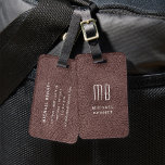 Etiqueta Para Maletas Textura de cuero falso marrón monograma<br><div class="desc">Monograma Marrón Faux Leather Textura Imprimir etiqueta de equipaje</div>