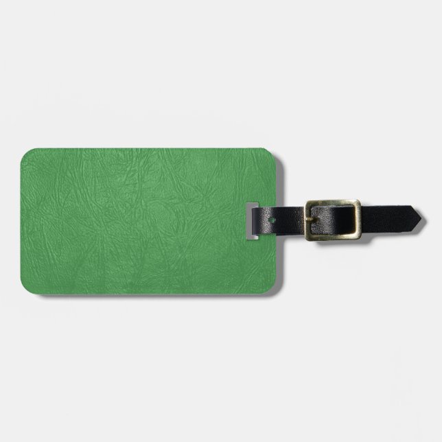 Etiqueta Para Maletas textura de cuero verde (Frente Horizontal)