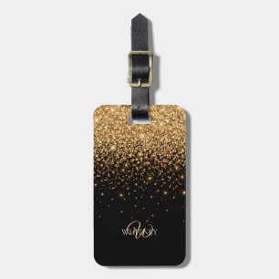 Etiqueta Para Maletas Textura de lujo elegante con brillo dorado