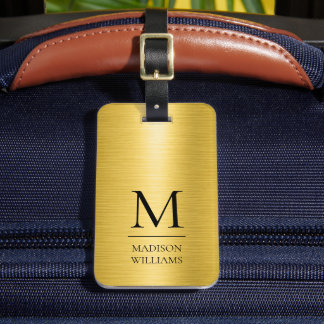 Etiqueta Para Maletas Textura de placa de oro amarillo personalizada con