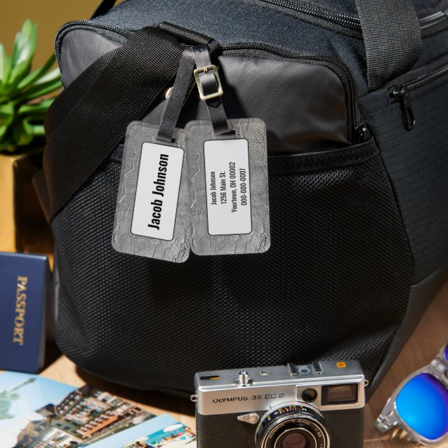 Etiqueta Para Maletas Textura de rock de pizarra gris (Anverso & Reverso)