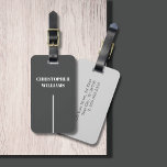 Etiqueta Para Maletas Textura elegante moderna Línea blanca gris<br><div class="desc">Elegante diseño de etiquetas de equipaje de personalizable con fondo gris texturado/línea blanca y su monograma.</div>