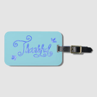 Etiqueta Para Maletas Thankful blue hand lettering