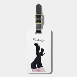 Etiqueta Para Maletas Thunder_Cove con aletas de cuero negro de altura a