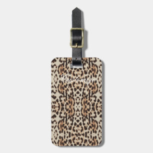 Etiqueta Para Maletas Thunder_Cove de patrón de puntos leopardo