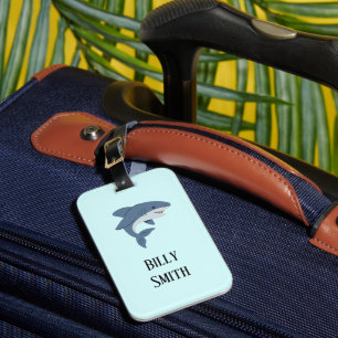 Etiqueta Para Maletas Tiburón azul lindo personalizado