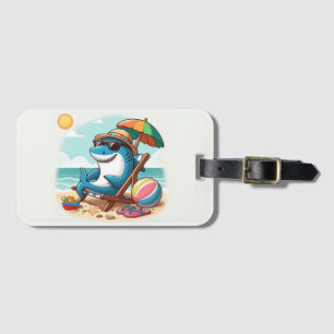 Etiqueta Para Maletas Tiburón personalizado lindo costero/playa