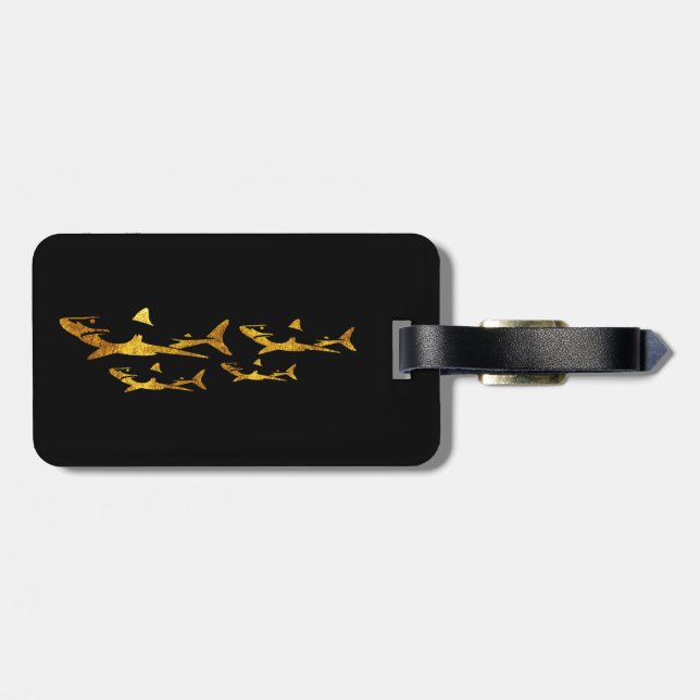 Etiqueta Para Maletas Tiburones dorados (Atrás Horizontal)