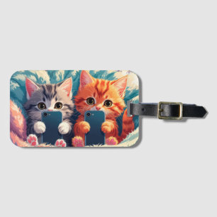 Etiqueta Para Maletas Tiempo de Selfie – Gatitos Adorables con Teléfonos