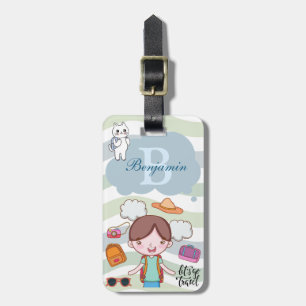 Etiqueta Para Maletas Tiempo de viajar chico tema personalizado