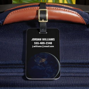 Etiqueta Para Maletas Tierra Completa De Noche Con Luces De Las Américas