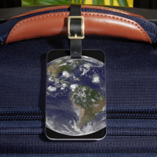 Etiqueta Para Maletas Tierra Completa Que Muestra Tormentas Tropicales E