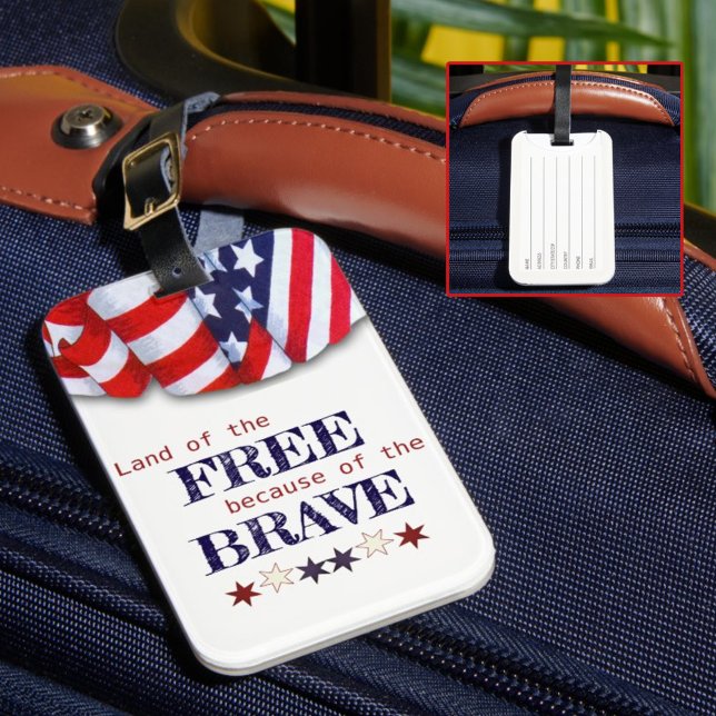 Etiqueta Para Maletas Tierra Patriótica de los Bunting libres (luggage tag front and back)