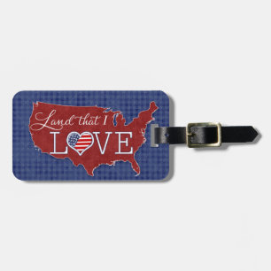 Etiqueta Para Maletas Tierra que amo - corazón y bandera de los Estados