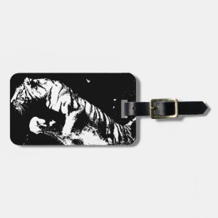 Etiqueta Para Maletas Tigre blanco y negro