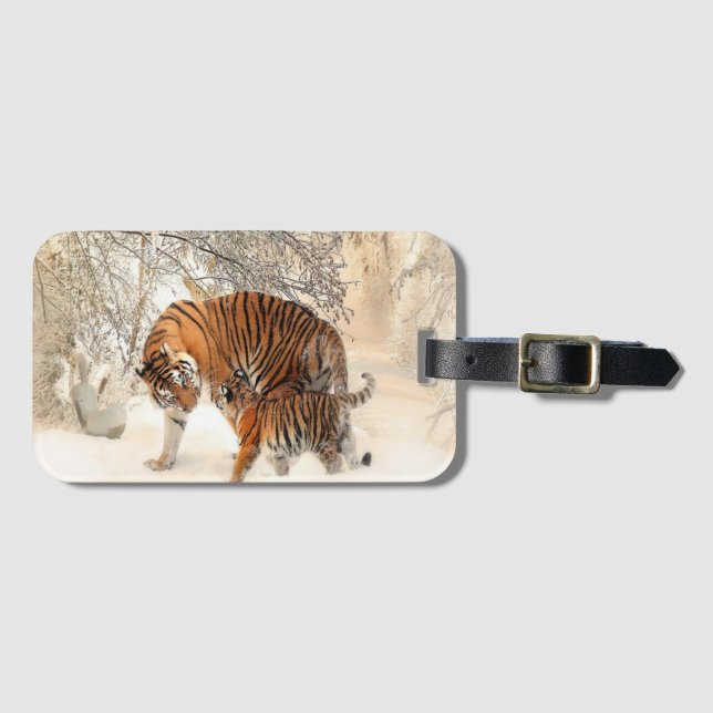 Etiqueta Para Maletas tigres en la nieve (Anverso horizontal)