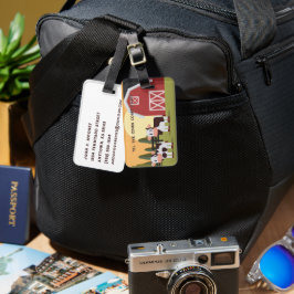 Etiqueta Para Maletas Til the Cows Come Home Two Cows Red Barn Sunrise