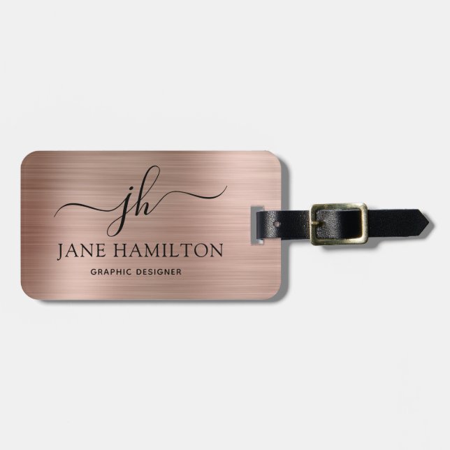 Etiqueta Para Maletas Tinte Rosa Personalizado con Letra Script (Frente Horizontal)