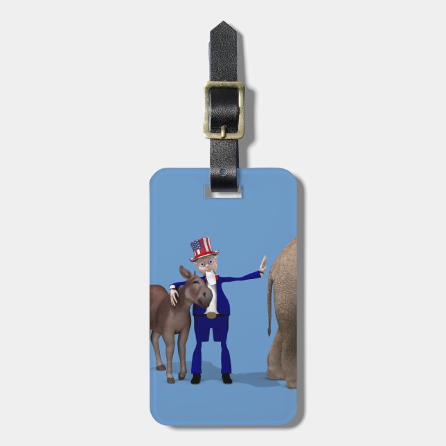 Etiqueta Para Maletas Tío Sam ama a los burros (Frente Vertical)