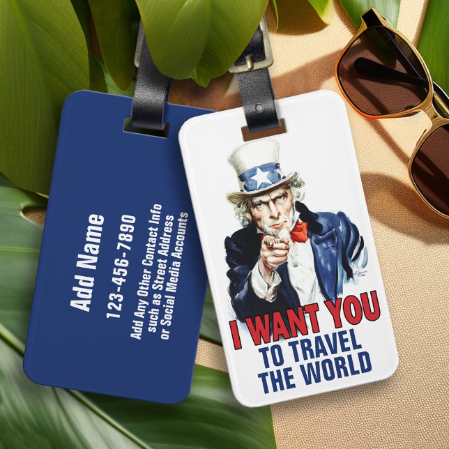 Etiqueta Para Maletas Tío Sam - Quiero Que Viajes (Custom Luggage Tag)