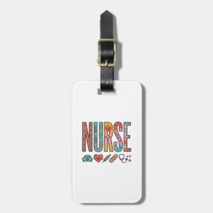 Etiqueta Para Maletas Tipografía de enfermera vintage icono médico diseñ