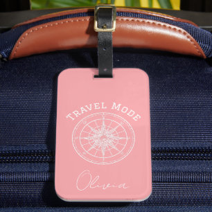 Etiqueta Para Maletas Tipografía en modo de viaje,brújula vintage,Minima