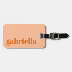 Etiqueta Para Maletas Tipografía Negrita de Melocotón Naranja Nombre Per