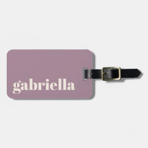 Etiqueta Para Maletas Tipografía Negrita Morado Polvoriento Nombre Perso