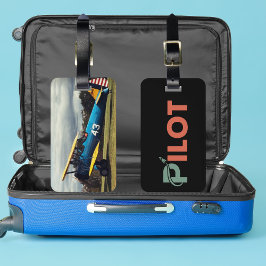 Etiqueta Para Maletas Tipografía y cohete piloto Guay, diversión, aviaci