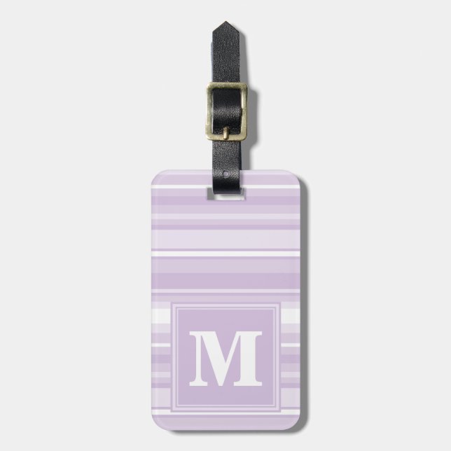 Etiqueta Para Maletas Tiras moradas monogramo (Frente Vertical)