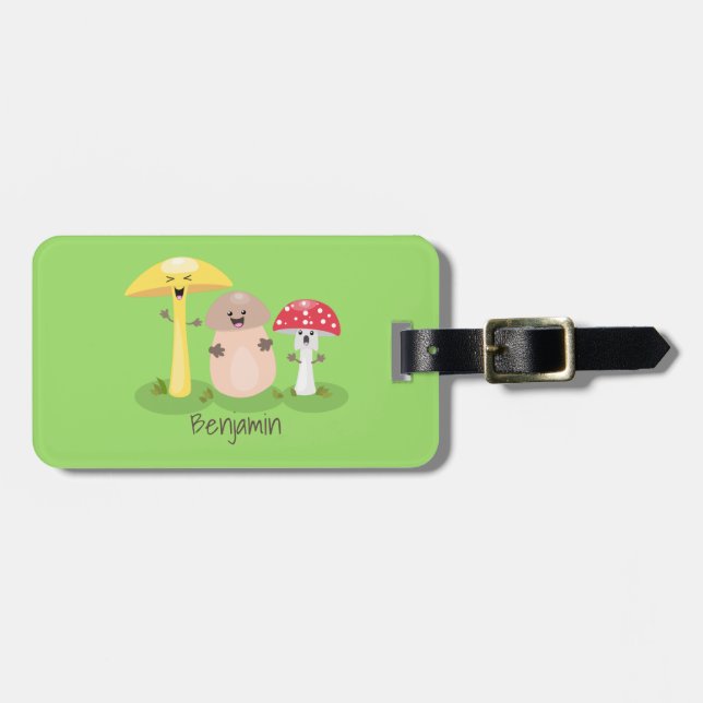 Etiqueta Para Maletas Toadstool de hongos de hongo de kawaii (Frente Horizontal)