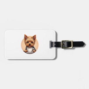 Etiqueta Para Maletas Todo lo que necesito es café y mi Yorkie