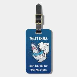 Etiqueta Para Maletas Toilet Shark Funny Blue Personalizado