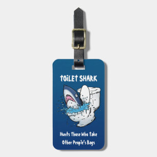 Etiqueta Para Maletas Toilet Shark Funny Blue Personalizado