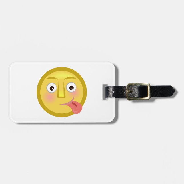 Etiqueta Para Maletas Tongue Out Emoji Funny Goofy Face (Frente Horizontal)