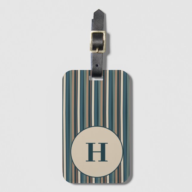 Etiqueta Para Maletas Tonos neutrales a rayas (Anverso vertical)