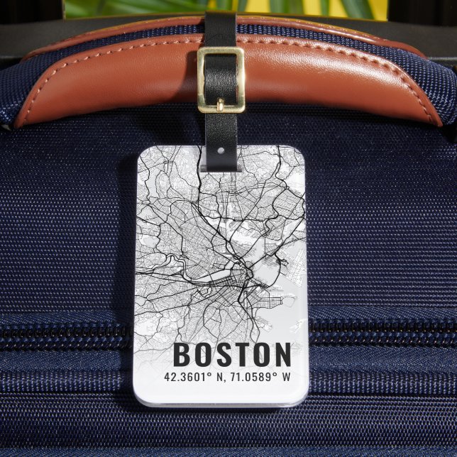 Etiqueta Para Maletas Topografía del mapa de Boston City Map (Anverso In situ 2)