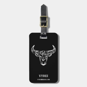 Etiqueta Para Maletas Toro tribal negro y blanco/Ox