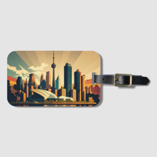 Etiqueta Para Maletas Toronto Ontario Vintage Sunset Cityscape