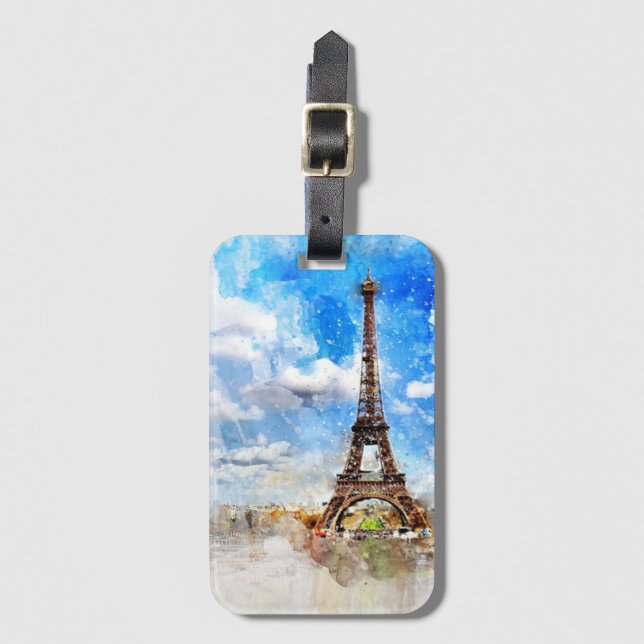 Etiqueta Para Maletas Torre Eiffel (Anverso vertical)
