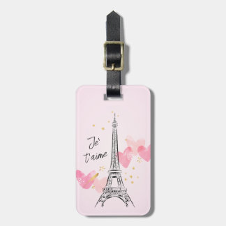 Etiqueta Para Maletas Torre Eiffel con corazones