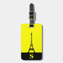 Torre Eiffel con monograma y franja en amarillo