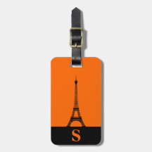 Torre Eiffel con monograma y franja en naranja