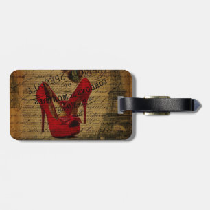 Etiqueta Para Maletas Torre eiffel de París estiletos rojos