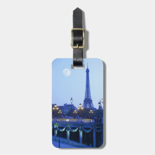 Etiqueta Para Maletas Torre Eiffel en la oscuridad