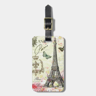 Etiqueta Para Maletas torre Eiffel moderna del francés del vintage