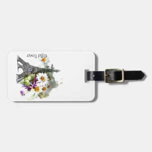 Etiqueta Para Maletas Torre Eiffel Paris Daisies Violets